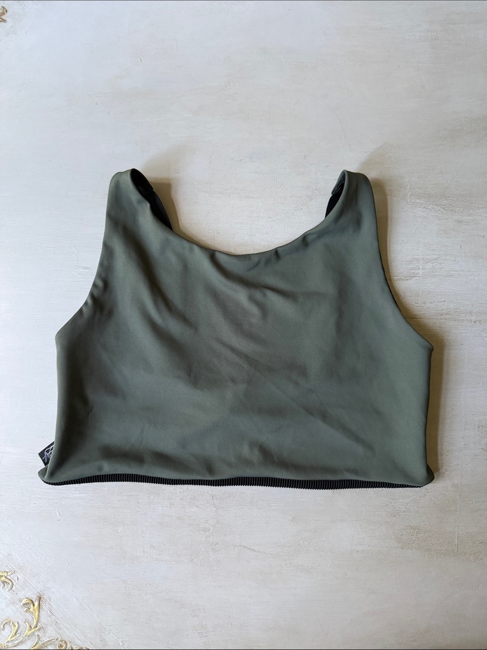 Tiger Friday Sage Revesible Crop Top- black/moss